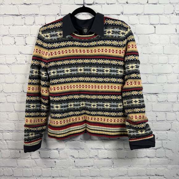 Tangents Sweaters - Tangents Layered Crewneck Sweater Size Large